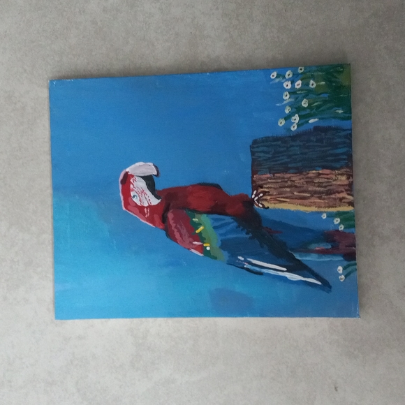 ~ Parrot painting made by me ~ Dimensions are 8 by 10 ~ Great for home decor ~ - Picture 2 of 2